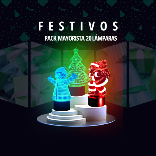 Pack Emprendimiento Festivos • Lámparas Led Ilusión 3D