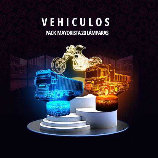 Pack Emprendimiento Vehículos • Lámparas Led Ilusión 3D
