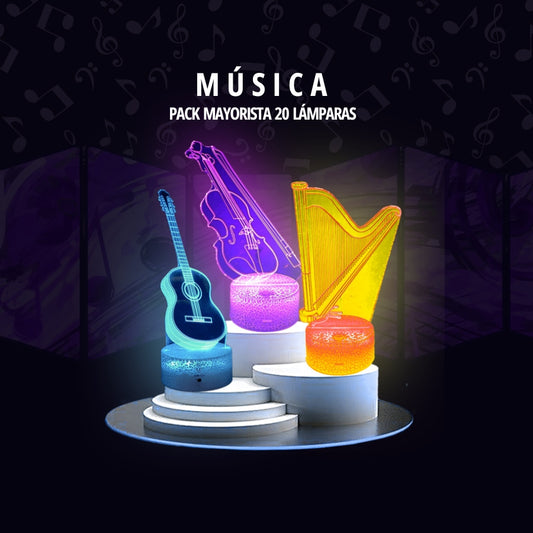 Pack Emprendimiento Música • Lámparas Led Ilusión 3D
