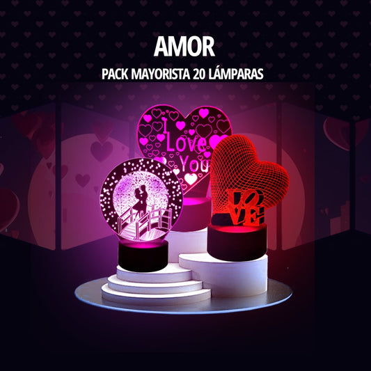 Pack Emprendimiento Amor • Lámparas Led Ilusión 3D