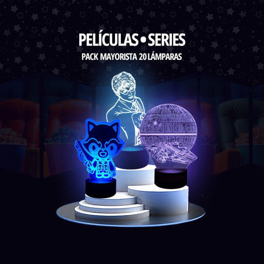 Pack Emprendimiento Películas y Series • Lámparas Led Ilusión 3D