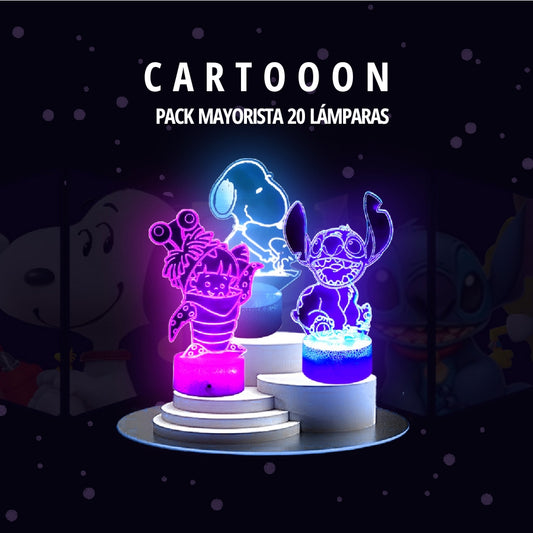 Pack Emprendimiento Cartoon • Lámparas Led Ilusión 3D