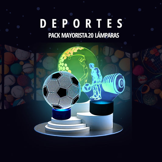 Pack Emprendimiento Deportes • Lámparas Led Ilusión 3D