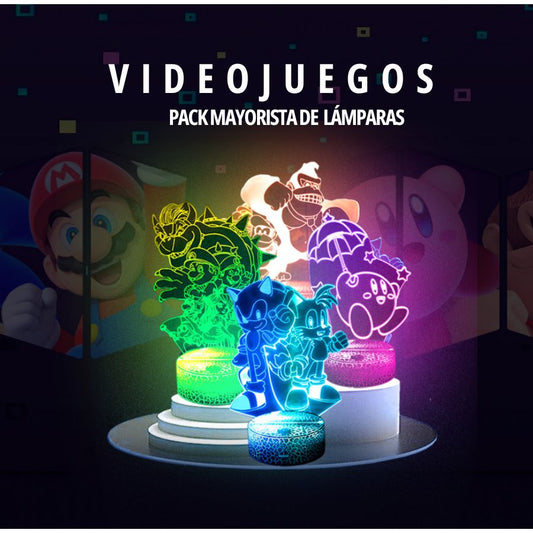 Pack Emprendimiento Videojuegos • Lámparas Led Ilusión 3D