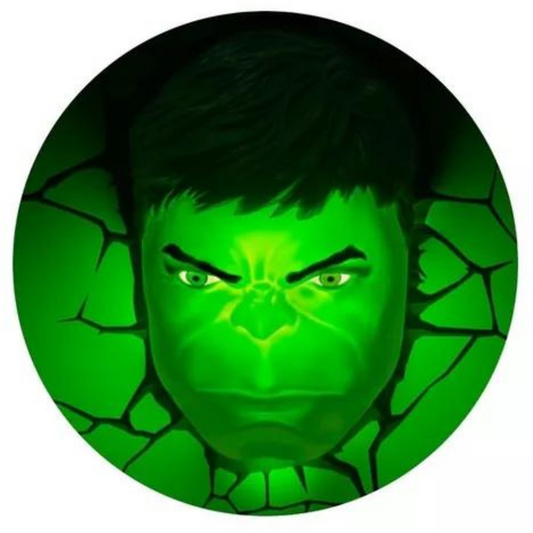 Lámpara De Aplique Mural 3D Marvel Cara De Hulk