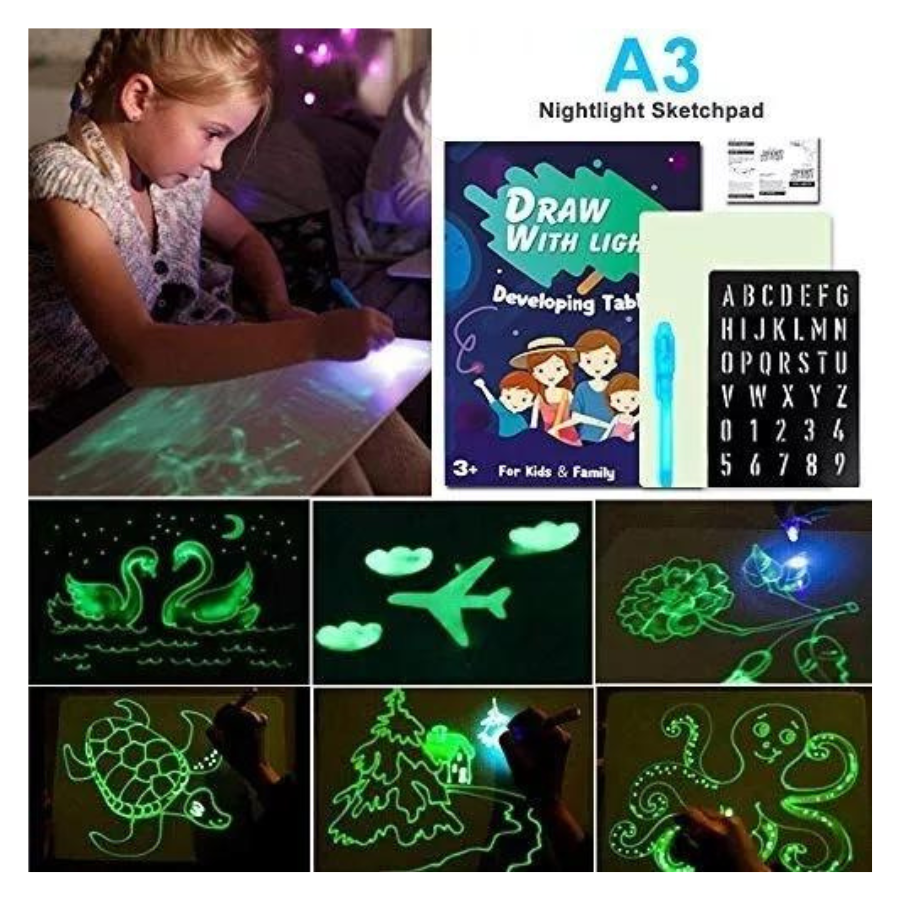 Tablero Mágico Fluorescente Educativo Niños Tamaño Grande A3