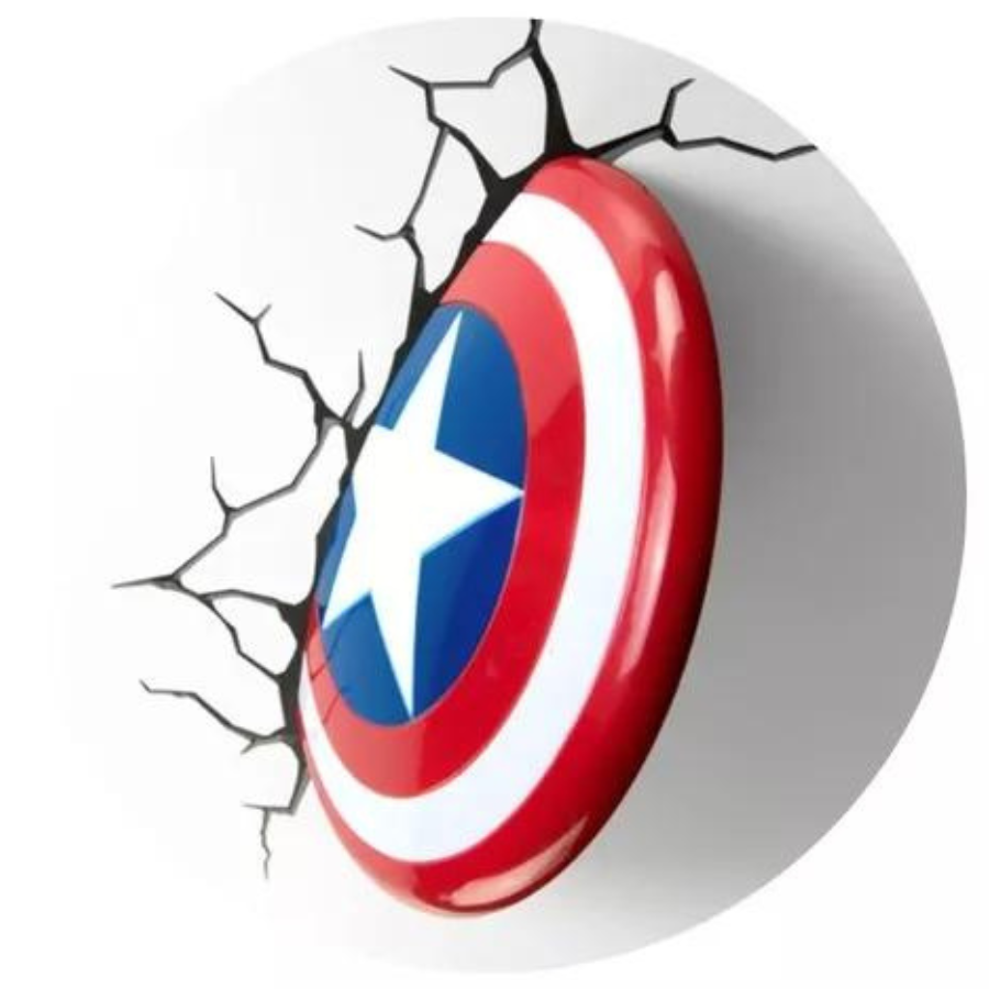 Lámpara De Aplique Mural 3D Marvel Escudo De Capitan America
