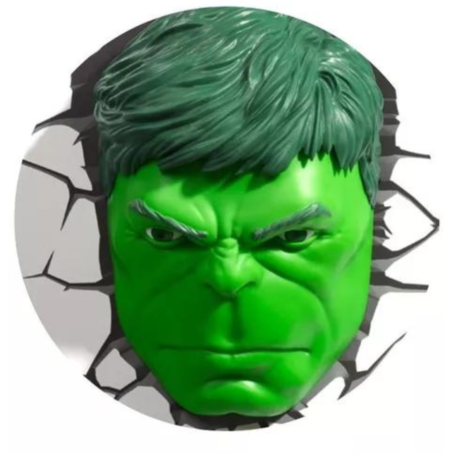 Lámpara De Aplique Mural 3D Marvel Cara De Hulk