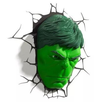 Lámpara De Aplique Mural 3D Marvel Cara De Hulk