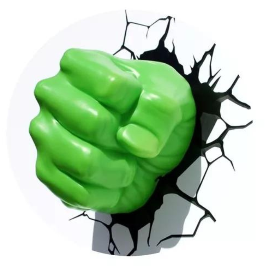 Lámpara De Aplique Mural 3D Marvel Puño De Hulk
