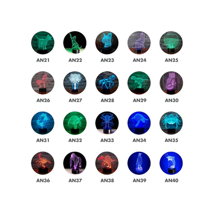 Pack Emprendimiento Animales • Lámparas Led Ilusión 3D
