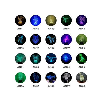 Pack Emprendimiento Animales • Lámparas Led Ilusión 3D