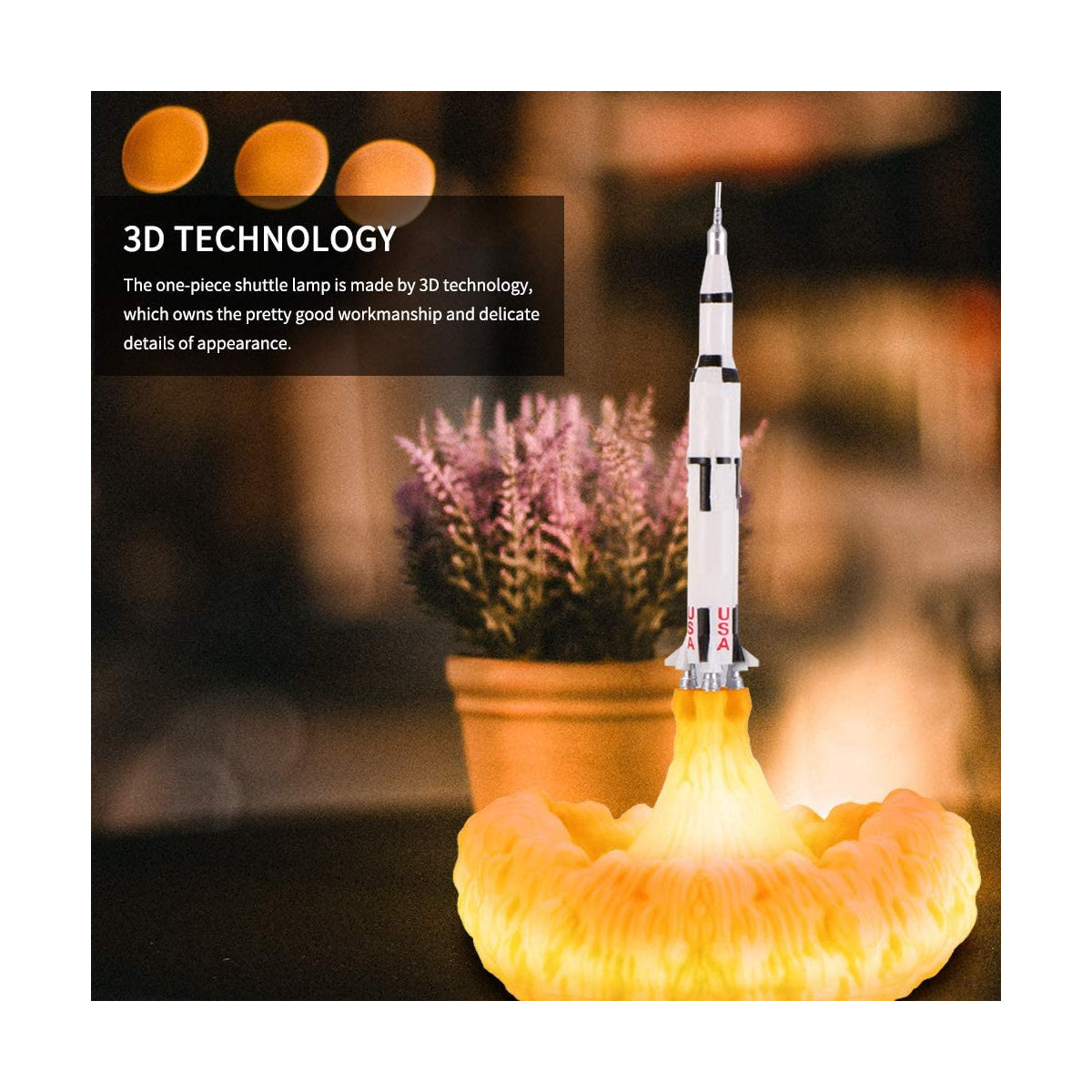 Rocket Lamp Decorativa 3D Print (3 Variables) (Challenger, Special, Apollo 11)