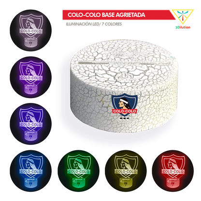 Lámpara 3D Colo Colo Base Grieta (Incluye Base Con Logo Colo Colo + Cable Usb + Control Remoto)