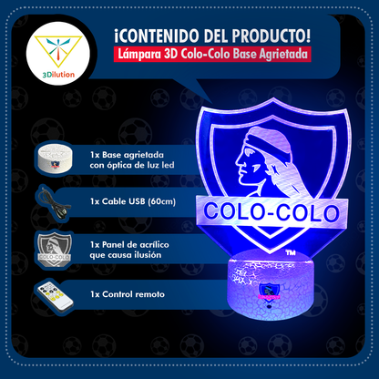 Lámpara 3D Colo Colo Base Grieta (Incluye Base Con Logo Colo Colo + Cable Usb + Control Remoto)