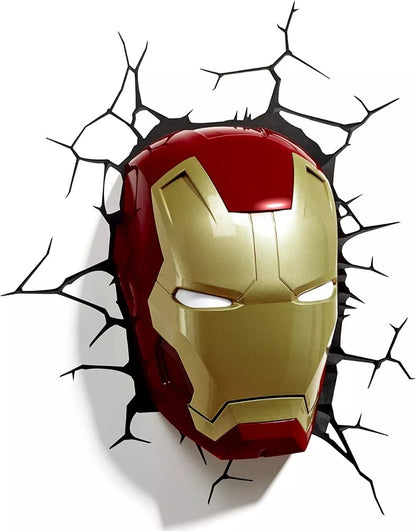 Lámpara De Aplique Mural 3D Marvel Cara De Ironman