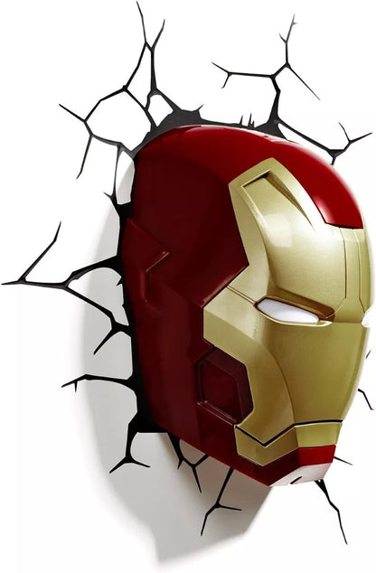 Lámpara De Aplique Mural 3D Marvel Cara De Ironman