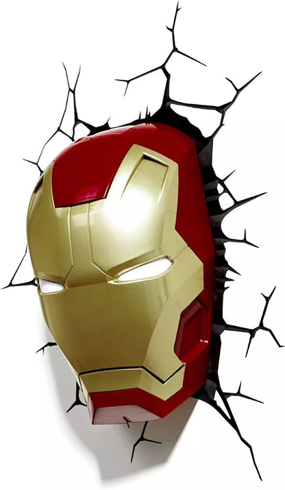 Lámpara De Aplique Mural 3D Marvel Cara De Ironman