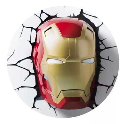 Lámpara De Aplique Mural 3D Marvel Cara De Ironman