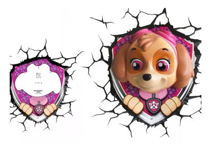 Lámpara De Aplique Mural 3D Paw Patrol Cara De Skye