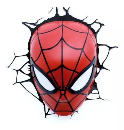 Lámpara De Aplique Mural 3D Marvel Cara De Spiderman