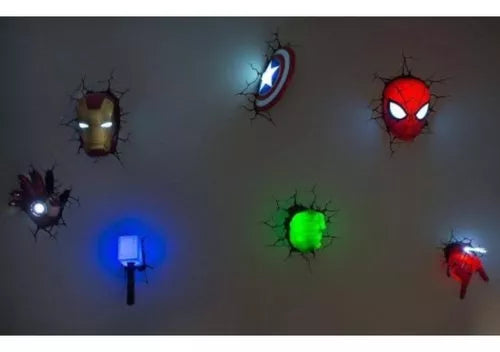 Lámpara De Aplique Mural 3D Marvel Cara De Ironman