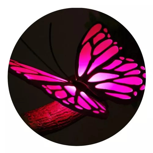 Lámpara De Aplique Mural 3D Naturaleza Mariposa Rosa