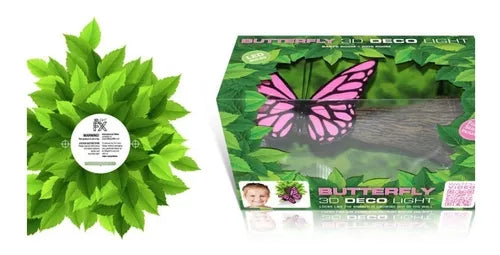 Lámpara De Aplique Mural 3D Naturaleza Mariposa Rosa