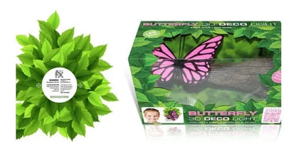 Lámpara De Aplique Mural 3D Naturaleza Mariposa Rosa
