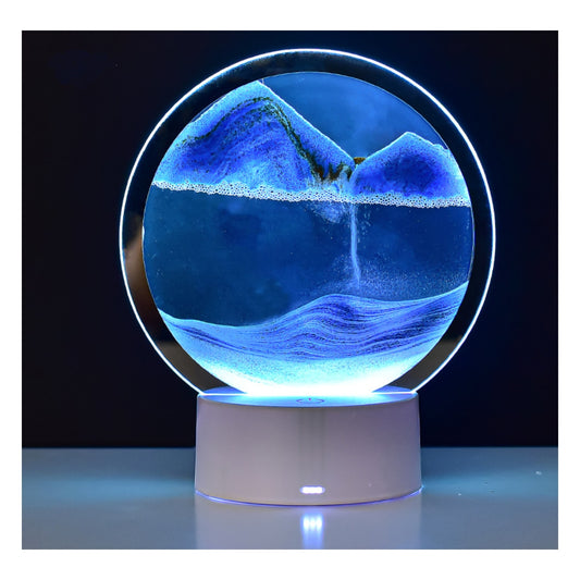 Sand Lamp 3D (Incluye Base Blanca Multicolor + Cable Usb + Vidrio Con Arena)