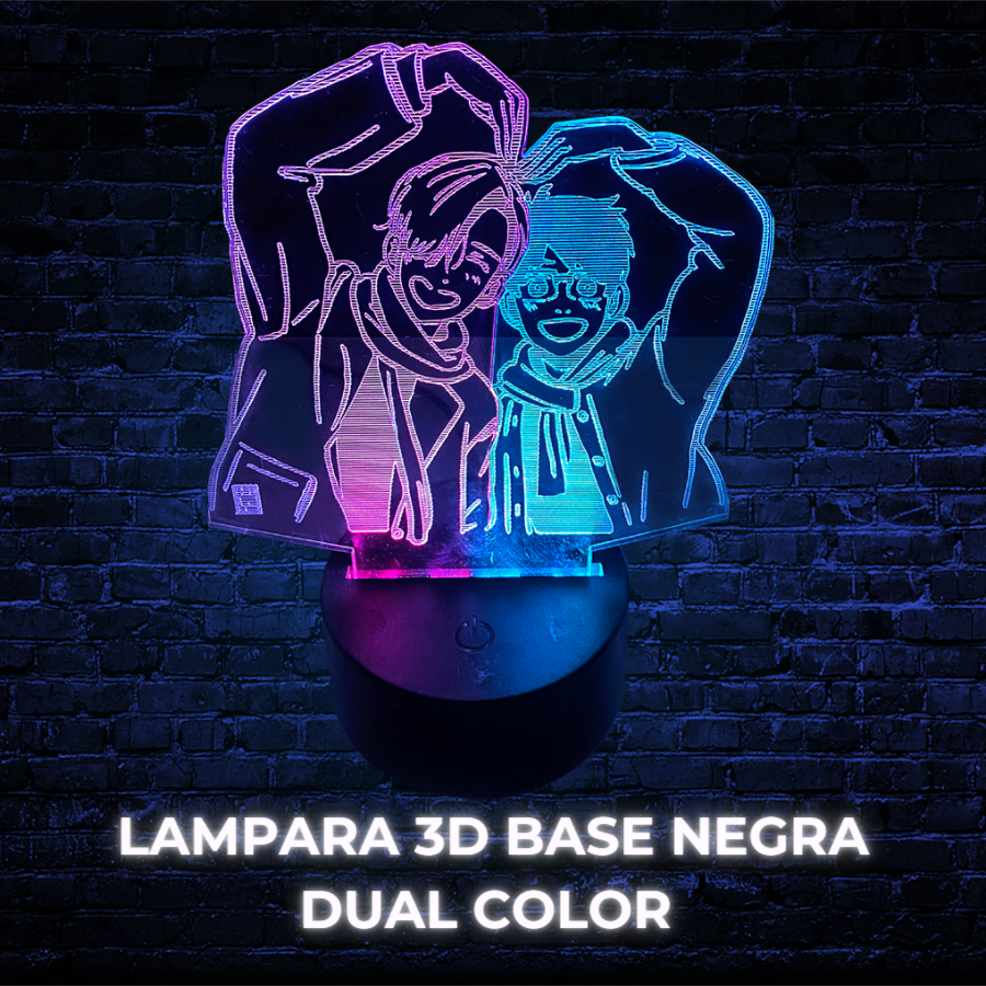 Lampara 3D Base Negra Dual Color (Incluye Base + Diseño Acrilico + Cable Usb + Caja Individual)